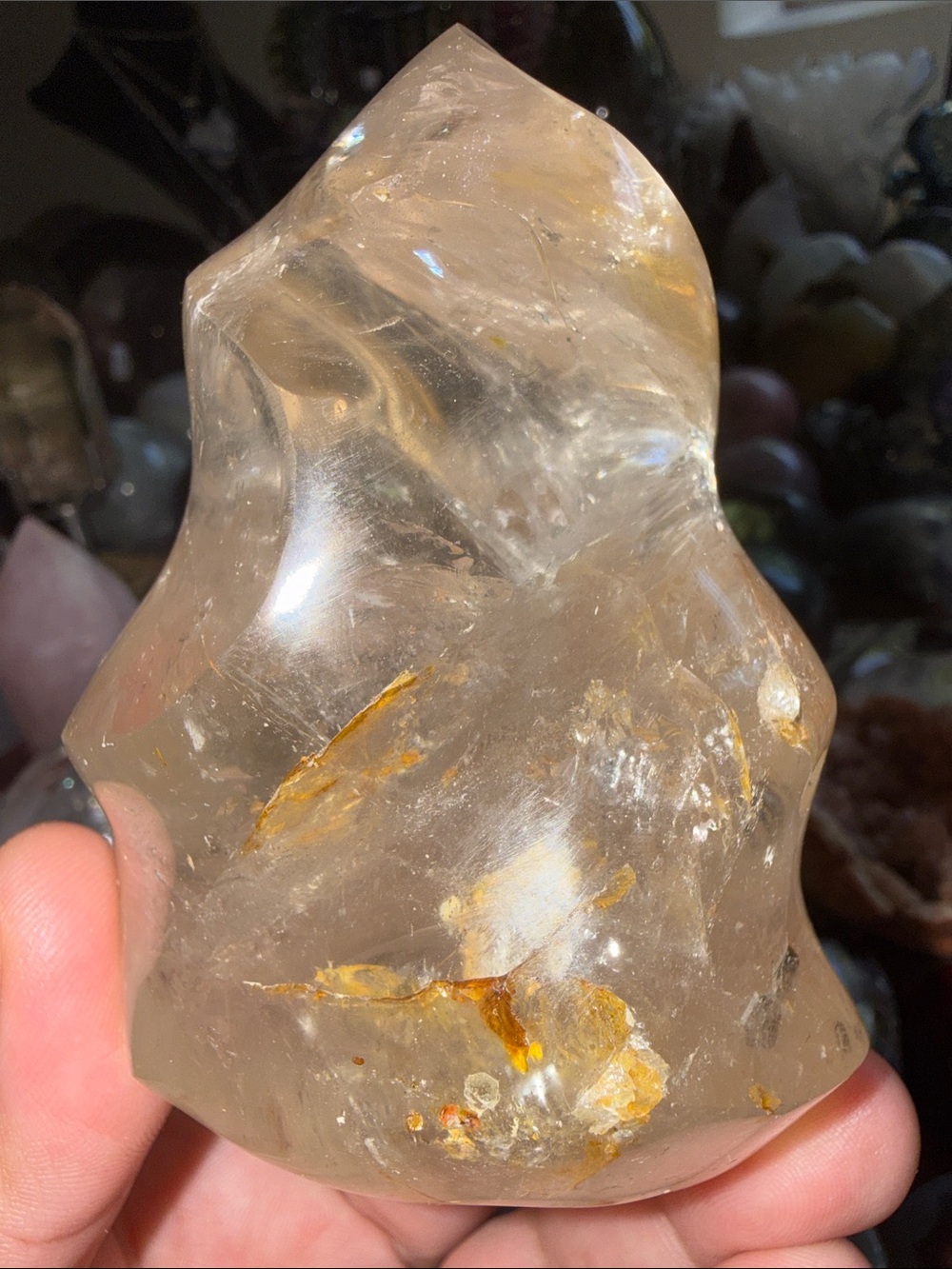 Clear Quartz w/Golden Healer Flame